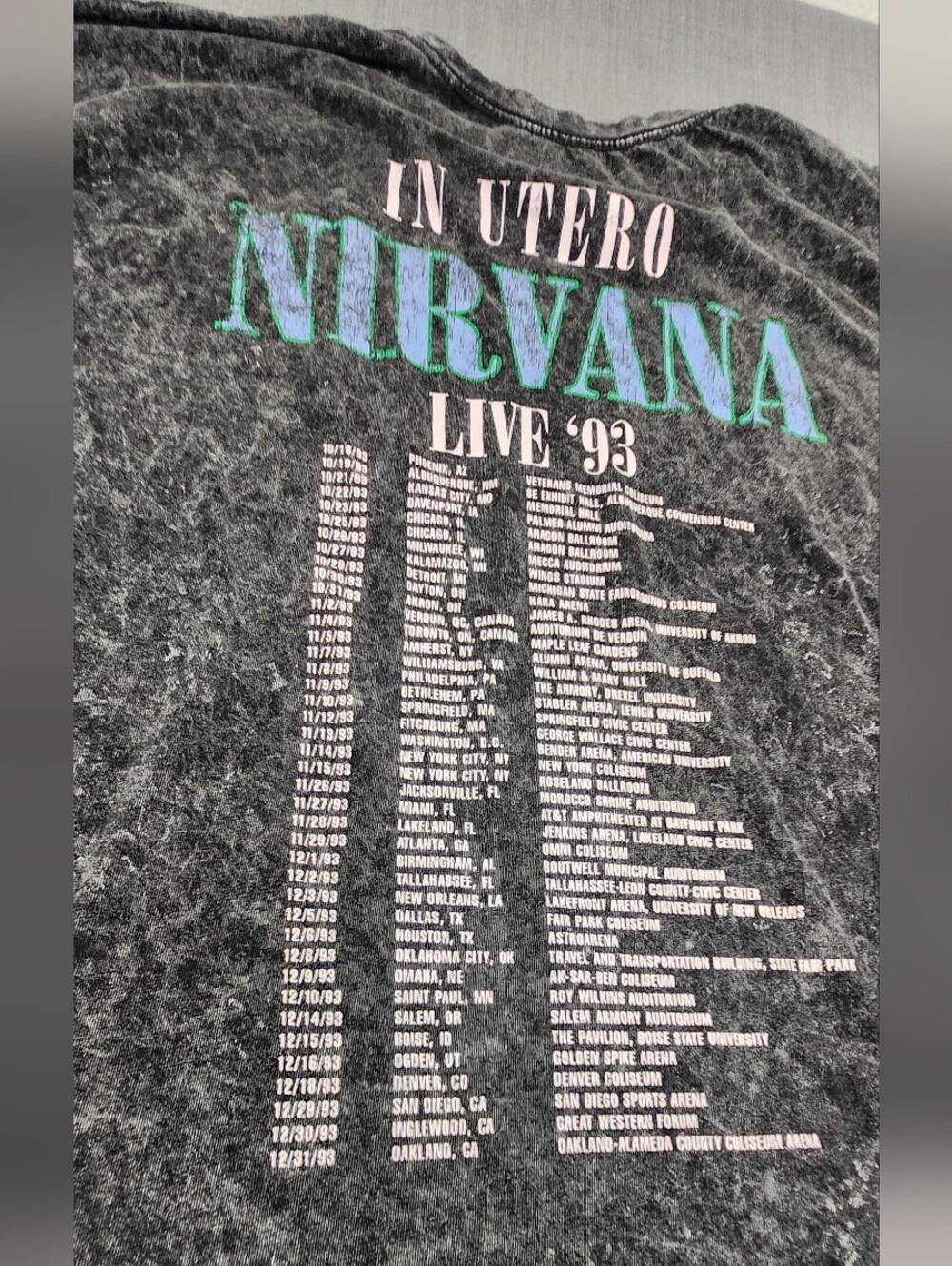 Nirvana Retro Concert Black Mineral Wash 100% Cotton Tee. XL - Picture 5 of 8